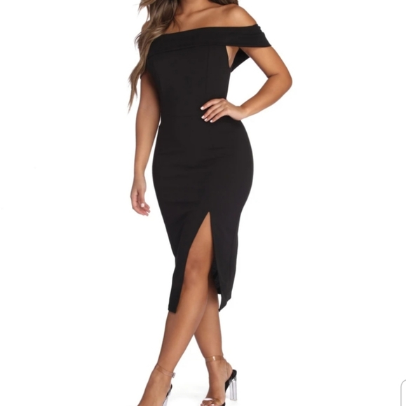 Windsor Kate Formal Crede Black Midi Dress Size S - Picture 1 of 10